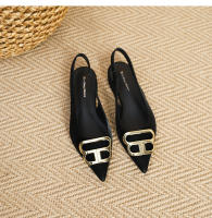 Zapatos a cuadros de tacón bajo con hebilla de metal poco profundos estilo francés nuevo para mujer - details 31