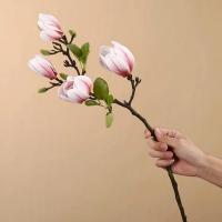 Flores artificiales de Magnolia de seda de plástico de una sola rama para el hogar, florero, alféizar de ventana, boda, novia, arco al aire libre, decoración, accesorio diy - details 2
