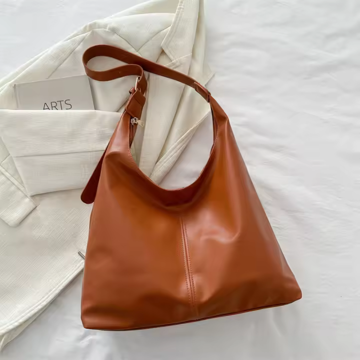 Bolso de hombro para mujer, bolso de mano con textura Simple, Color sólido, Retro, versátil, Instagram, novedad de 2023 - 1