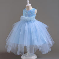 Vestido de noche para niños con flores, pasarela, princesa, niña, tul hinchado, presentadora, actuación de Piano - details 3