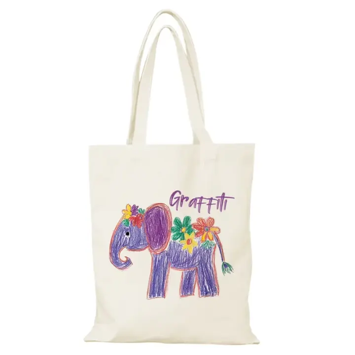 Bolsas de tela bonitas, bolso personalizado de dibujos animados, bolso de hombro de ocio para mujer, bolsos nuevos, bolso de mano ecológico, compras, playa, lona para mujer - 1