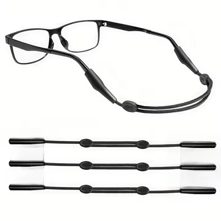 Correa para gafas de 3 piezas, soporte para gafas deportivas, para niños, mujeres y hombres, color negro - 1