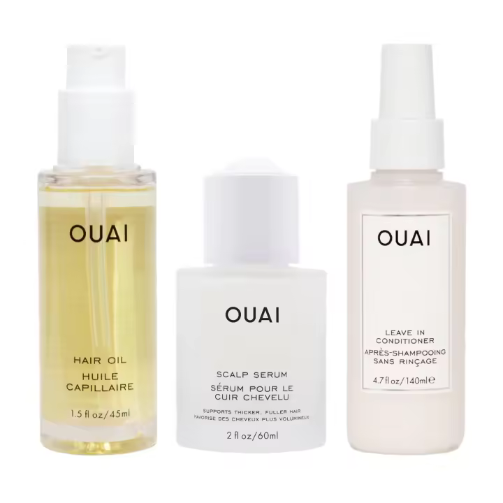 Set de cuidado OUAI: esencia para el cuero cabelludo, aceite para el cabello, acondicionador sin lavado (3 paquetes, 2 oz/1,7 oz/4,7 oz) - 1