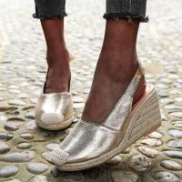 Patrón de piel de serpiente europea y americana, sandalias de cáñamo con tacón de cuña, bolsa de verano para mujer, sandalias vacías traseras de cabeza, zapatos de mujer de tacón alto de gran tamaño - details 17
