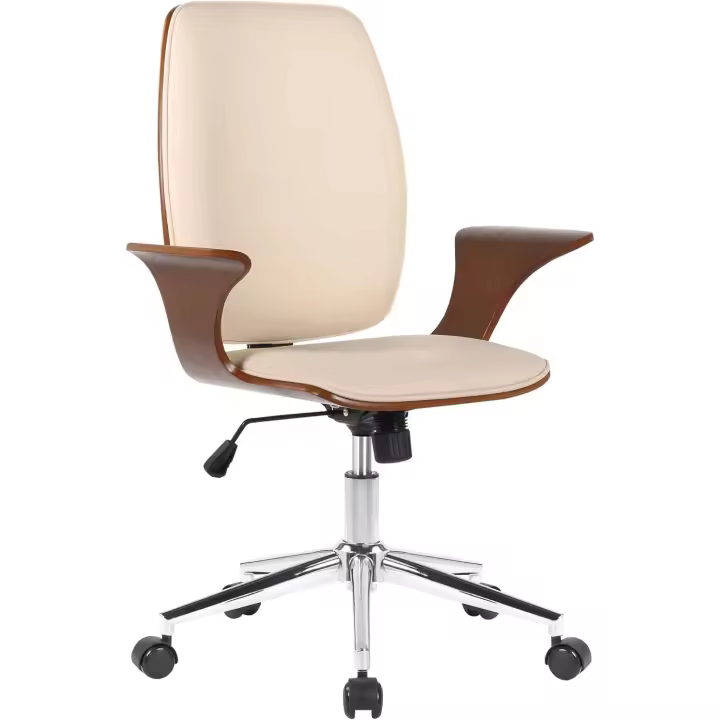 Silla de Oficina Giratoria Burbank Material de Cuero Sintético Estructura de Madera y Base de Metal - 1