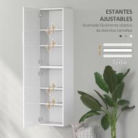 Pared Estrecho Estantes Ajustables y 2 Puertas Morno Espacio Pequeño 40x30x160 cm Blanco - details 1