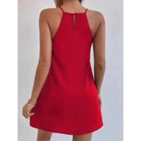Minivestido casual sin mangas con tirantes acampanados y cuello halter - details 6