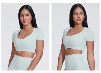 SHINBENE-Top de manga corta con doble forro para mujer, camisetas ajustadas con cuello en V, Camisetas básicas bonitas de verano - details 10