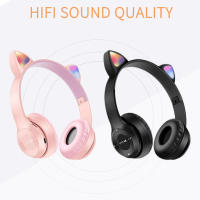 Auriculares inalámbricos con orejas de gato para videojuegos cascos con luz de Flash estéreo graves Compatible con Bluetooth para niños y niñas - details 7