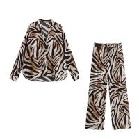 Conjunto de Camisa y Pantalones para Mujer OUWU Estampado de Temperamento Animal Versátil y Informal Moda de Otoño Novedad - details 2
