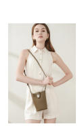 Bolso bandolera pequeño de cuero de primera calidad, estilo cubo vertical casual para teléfono móvil - details 14