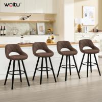 Juego de Taburetes de Cocina Alto 2 Piezas con Resalto y Reposapiés Altos para Bistro, Cafetería y Cocina Funda de Piel Sintética y Patas de Madera Blanco - details 35
