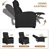 Sillón de Masaje Silla Relax Butaca Sofá Ajustable de Relajación con Función Reclinable para Sala de Estar y Dormitotio Gris - details 43