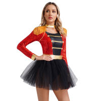 Vestido con tutú para mujer, uniforme con borlas, disfraz de baile, Halloween, Navidad, carnaval, fiesta temática, maestro de circo - details 5