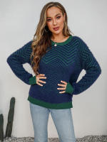 Suéter informal de manga larga para mujer, Jersey de punto de cuello redondo liso, Tops sueltos, moda de otoño - details 2