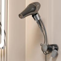 Soporte ajustable para secador de pelo, soporte de pared con fuerte capacidad de carga, soporte duradero sin perforación, estante de almacenamiento para el baño - details 2