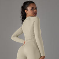 Nessaj-camisas de yoga sin costuras para mujer, top corto de manga larga, ropa deportiva para yoga, fitness, gimnasio, entrenamiento, correr - details 17