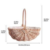 Cesta tejida a mano para niña de las flores con asa, cesta de almacenamiento de sauce, cesta de Picnic de mimbre vacía, cestas para niña de las flores de boda - details 5