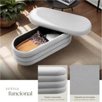 Taburete Almacenaje Bouclé, Carga: 120 kg, MDF, Puff Almacenaje, Taburete Dormitorio, Reposapies Puff, Zapatero Entrada Recibidor, Asiento Acolchado, Ideal Salón Hogar - 42 x 47 cm Crema - details 50