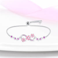 Pulsera de plata de ley 925 con símbolo de flores rosas de la suerte, abalorios colgantes, joyería fina para mujeres y niñas - details 2