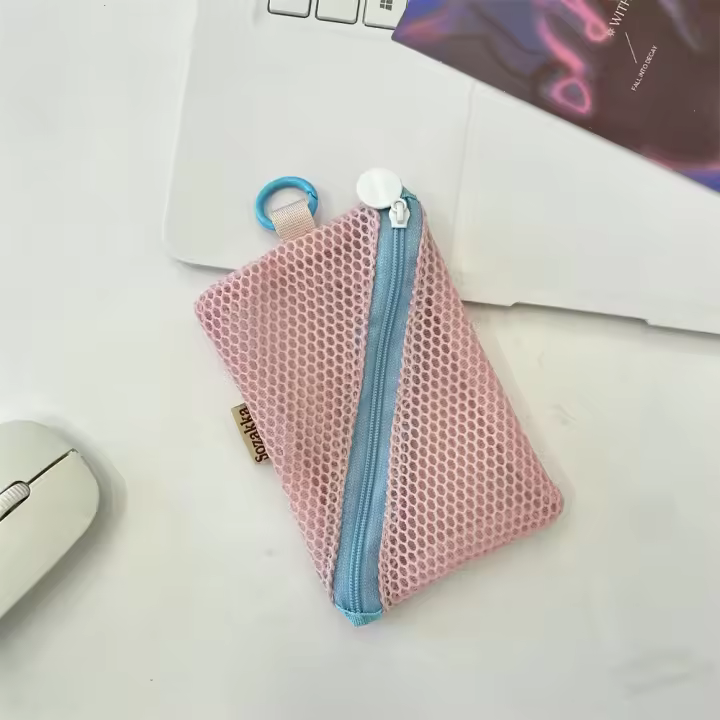Bolsas ligeras de malla con cremallera, Mini bolsa de maquillaje hueca de visibilidad, bolsa de cosméticos de rejilla transparente de gran capacidad para oficina - 1