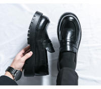 Mocasines de moda para hombre que realzan la sonrisa, zapatos de cuero formales de negocios con suela de plataforma - details 9