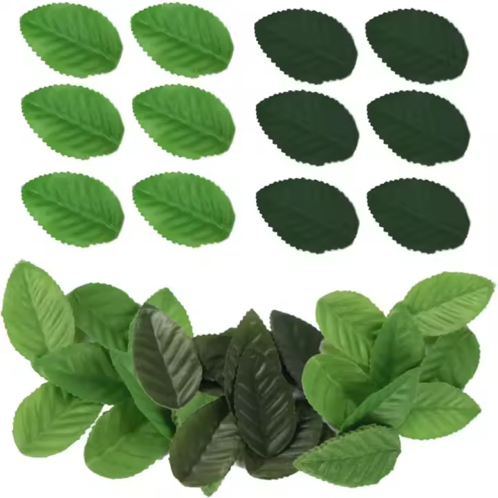 Hojas de Seda Artificiales 200 Piezas Hojas Verdes para Decoración de Interiores - 1