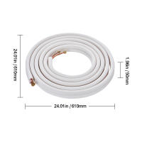 SucceBuy Juego de mini líneas divididas de 4876,8 mm, tubos de cobre de 6,4 y 12,7 mm de diámetro exterior con aislamiento de triple capa, para bomba de CA/calentamiento y HVAC, incluye cable de conexión de 18 pies y accesorios - details 4