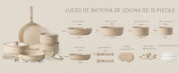 CAROTE Juego de utensilios de cocina de cerámica de 15 piezas, juego de ollas y sartenes antiadherentes, juegos de utensilios de cocina de Inducción Cocina, juego de utensilios de cocina antiadherentes para RV con mango desmontable, lavavajillas/ horno se - details 8