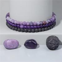 Pulsera de Piedras Naturales 4mm con 3pcs Cuarzo Rosa Piedra Amatista Rojo Ágata Turquesa Opalo - details 2