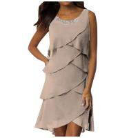 Vestido Maxi sin Mangas Elegante para Mujer Vestido Casual de Boda con Chaleco de Diamante - details 3