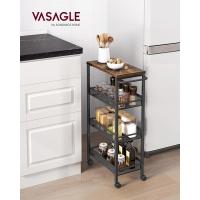 4 Niveles, Carro Estrecho de Cocina con Ruedas, con Asa, para Espacio Reducido, 22 x 45,4 x 77 cm, para Cocina, Baño, Salón, Estudio, Marrón Rústico y Negro LRC033B01 - details 3