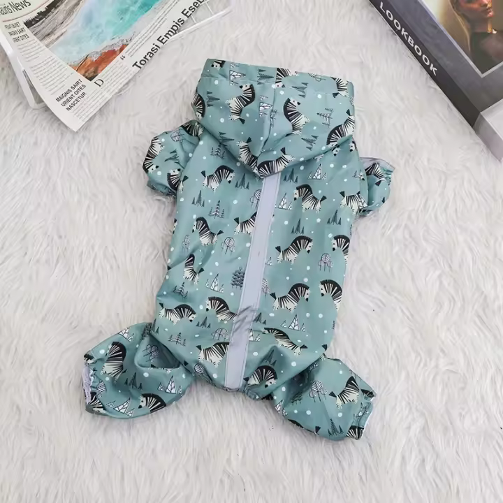 Verano perro impermeable tira reflectante cuatro pies impermeable poncho cachorros teddy poméranie bear Ropa para mascotas - 1