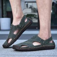 Sandalias De Verano Hechas a Mano Para Hombre Zapatos De Cuero Transpirables Antideslizantes Para Playa Y Exteriores Moda Casual Talla Verdadera - details 23