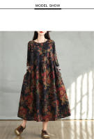 Vestido Floral de Algodón Vintage Moda Casual para Mujeres Primavera Otoño - details 1