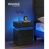 Mesita de Noche con Tira de Luz LED Multicolor Variable, 3 Cajones, Mesa Auxiliar, Estilo Moderno, 35 x 40 x 55 cm, Negro Efecto Madera LET0830B01 - details 3