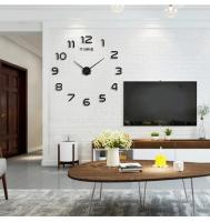 Reloj de pared grande de diseño moderno a la moda, relojes de cuarzo 3D DIY, pegatinas de espejo acrílico, decoración del hogar para sala de estar - details 5