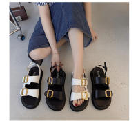 Sandalias de plataforma con suela gruesa, casuales, de verano, con doble fila de hebilla metálica para mujer - details 10