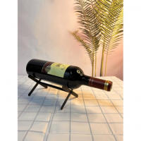 Soporte de exhibición de vino de Metal, estante de vino de desmontaje creativo, una botella de estilo único negro - details 0
