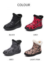Botas de nieve con doble cremallera para mujer, botas cortas de invierno de barril corto de gran tamaño con botas de algodón - details 4