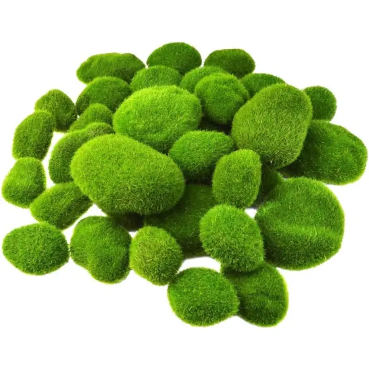 JUJIAN 32 Piezas de Rocas Artificiales Bolas de Verde para Decoración de Jardines y Flores - 1