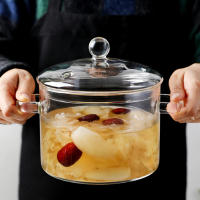 Cacerola de vidrio con cubierta más gruesa y pesada, olla de silicona de boro alto para Fideos, sopa, leche, comida para bebés - details 1