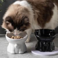 Dispensador de alimentos, cuenco de cerámica para gatos, bonito y creativo cuenco de base alta para mascotas, antivuelco, multiusos, alimentador para beber para mascotas, protección del cuello - details 2