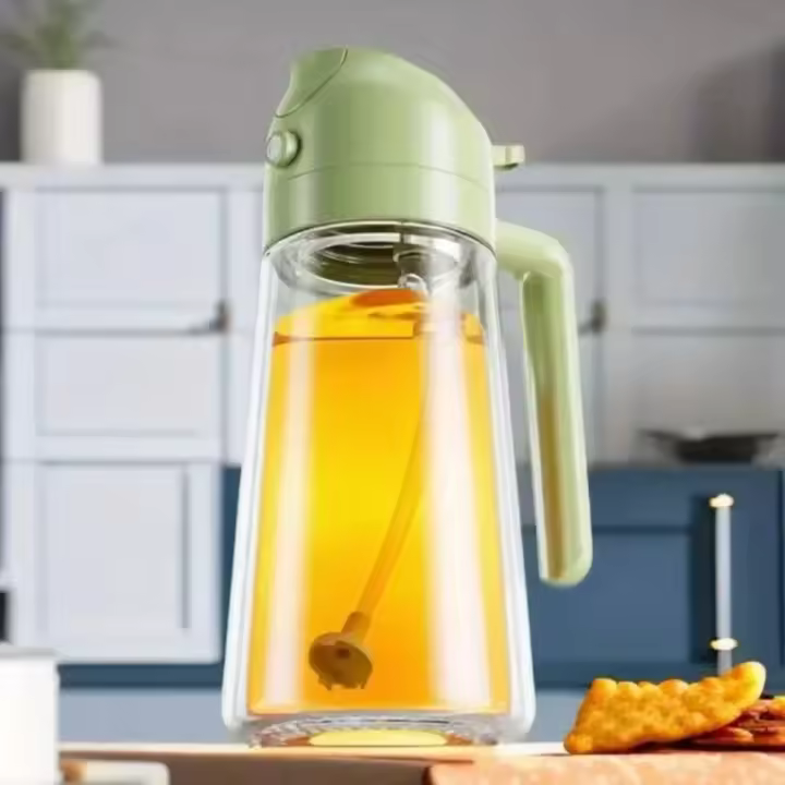 Botella dispensadora de aceite en aerosol 2 en 1, herramienta de cocina integrada con boquilla, 470ml - 1
