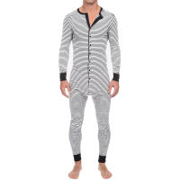 Pijama Para Hombre Con Rayas Camiseta De Cuello Redondo Manga Larga Cómodo Y Casual Ideal Para El Hogar Tallas S-3XL - details 6
