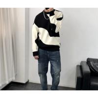 Jerseys de cuello redondo para hombre, suéteres de punto, cuello redondo, Color negro a juego, jerseys casuales de estilo coreano S - details 8