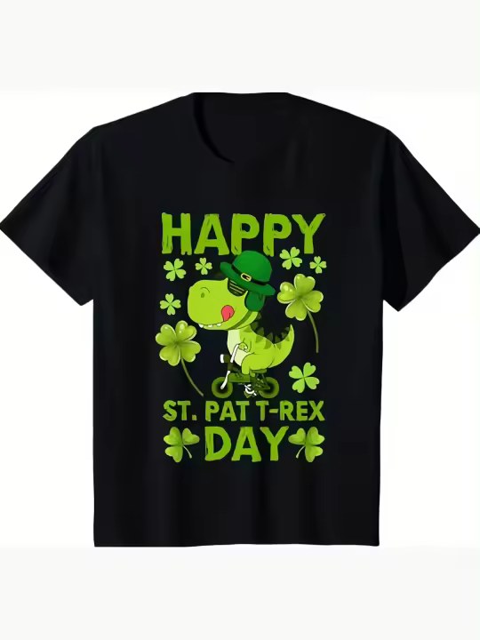 Camiseta para niños St Pat Trex Day Dino St Patricks Day T. Rex St Patrick Camiseta Regalo para papá Manga corta con cuello redondo suave y cómoda - 878 g - 1