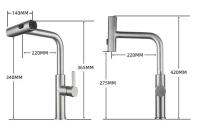 En existencia, mezcladores de fregadero, grifo de cascada frío y caliente de acero inoxidable 304, grifos de cocina extraíbles - details 2