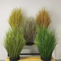 Hierba de caña artificial, cebollas falsas, plantas herbáceas verdes tropicales, manojos de hojas, hierba de PVC para bodas, jardines, exteriores - details 0
