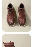 Botas versátiles de herramientas retro de moda de piel de vaca de primera capa de media banda de estilo británico - details 3